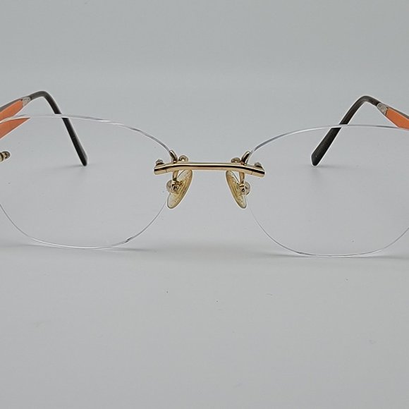 Gold & Wood Ta0v24 Mercure Rimless Eyeglasses Frame Luxembourg 49-17-130 - Picture 2 of 13